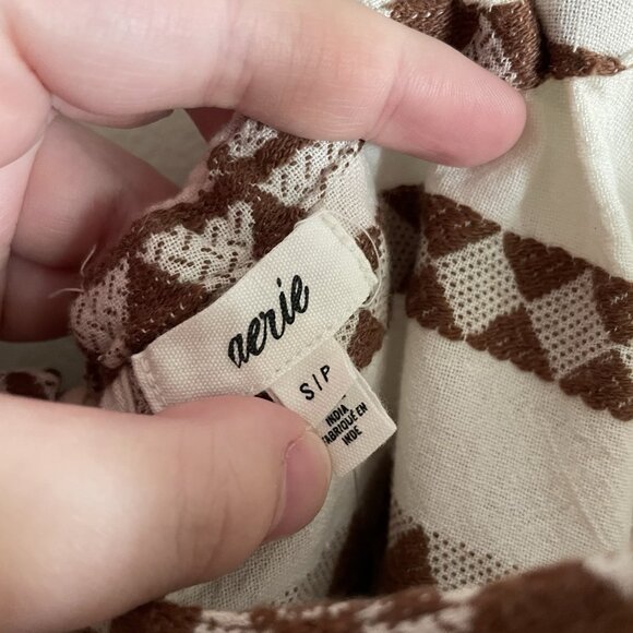 Aerie S Neutral Striped Boho Beachy Sleeveless Jacquard Open Back Mini Dress NWT - Picture 7 of 12